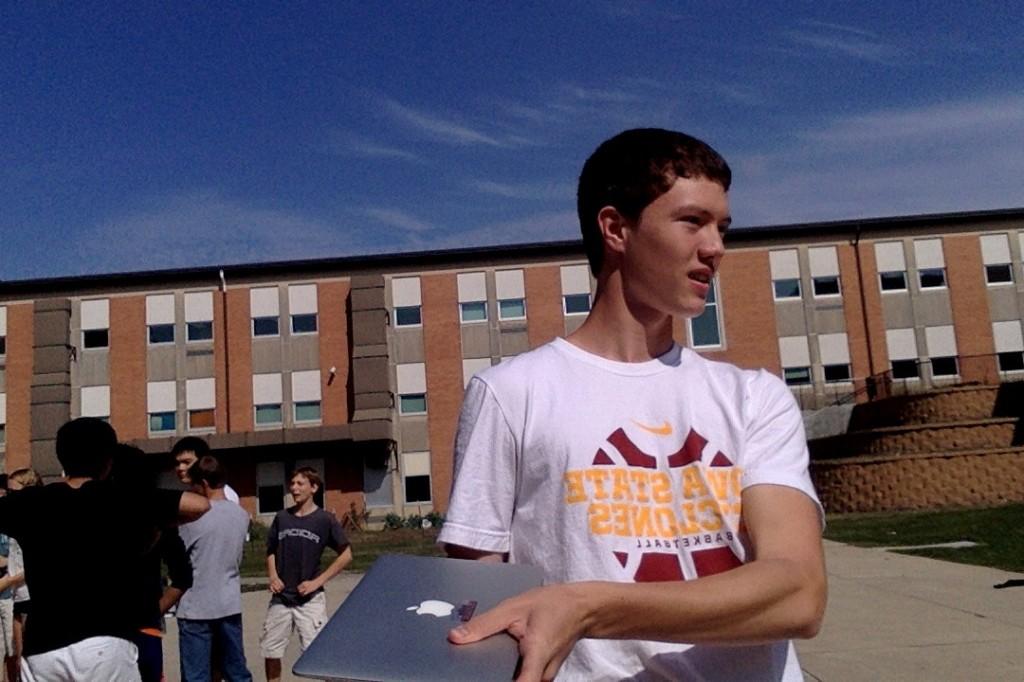 Senior Tyler Wessels shows off his throwing form.