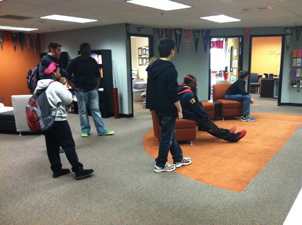 Students wait to be assigned detention. 