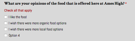 An actual question from a survey sent to the entire student body