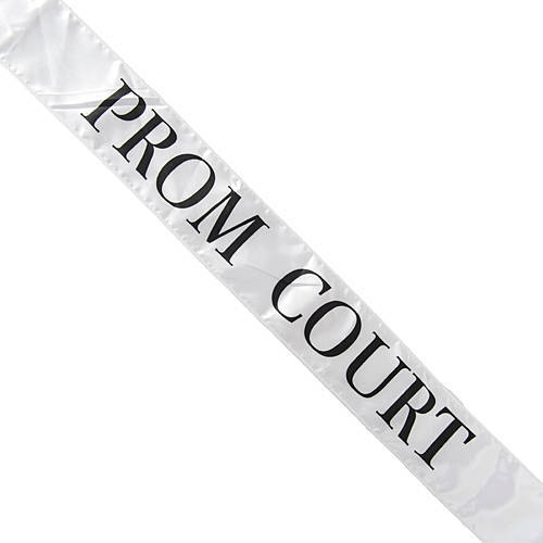 A prom sash usually given to each person on court. Ames High, never one to shy away from being excessive and extravagant, showers each candidate with a gift basket and balloons. 