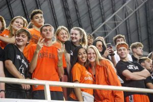 The senior based student section at the UNI dome in Cedar Falls on Aug. 30.