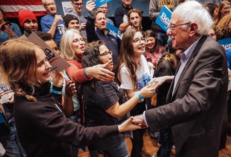 Joyful students from AHS took the opportunity to meet and hear from Bernie Sanders prior to the caucus. 