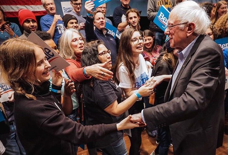 Joyful+students+from+AHS+took+the+opportunity+to+meet+and+hear+from+Bernie+Sanders+prior+to+the+caucus.+
