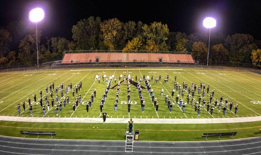 An overhead view of the band on their October 3rd spectacular performance.