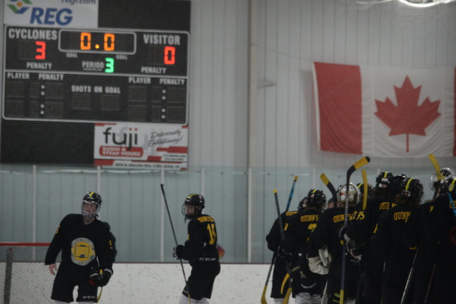 Little cyclone shaking hands with the Quad City Blues after their win. 