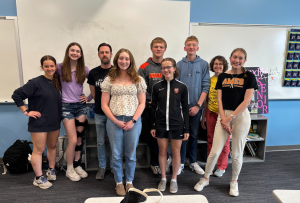 An image of club members after a meeting.